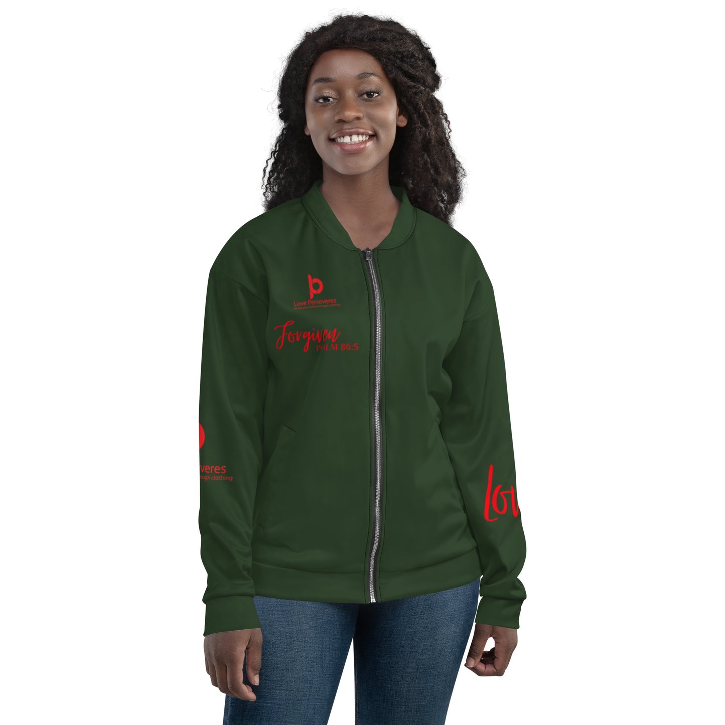 Forgiven Unisex Bomber Jacket Hunter Green