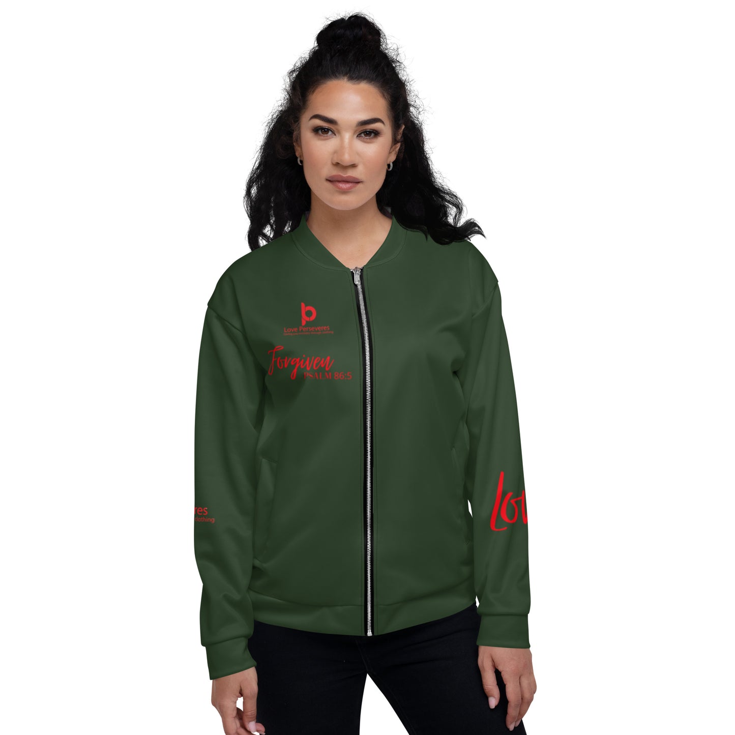Forgiven Unisex Bomber Jacket Hunter Green