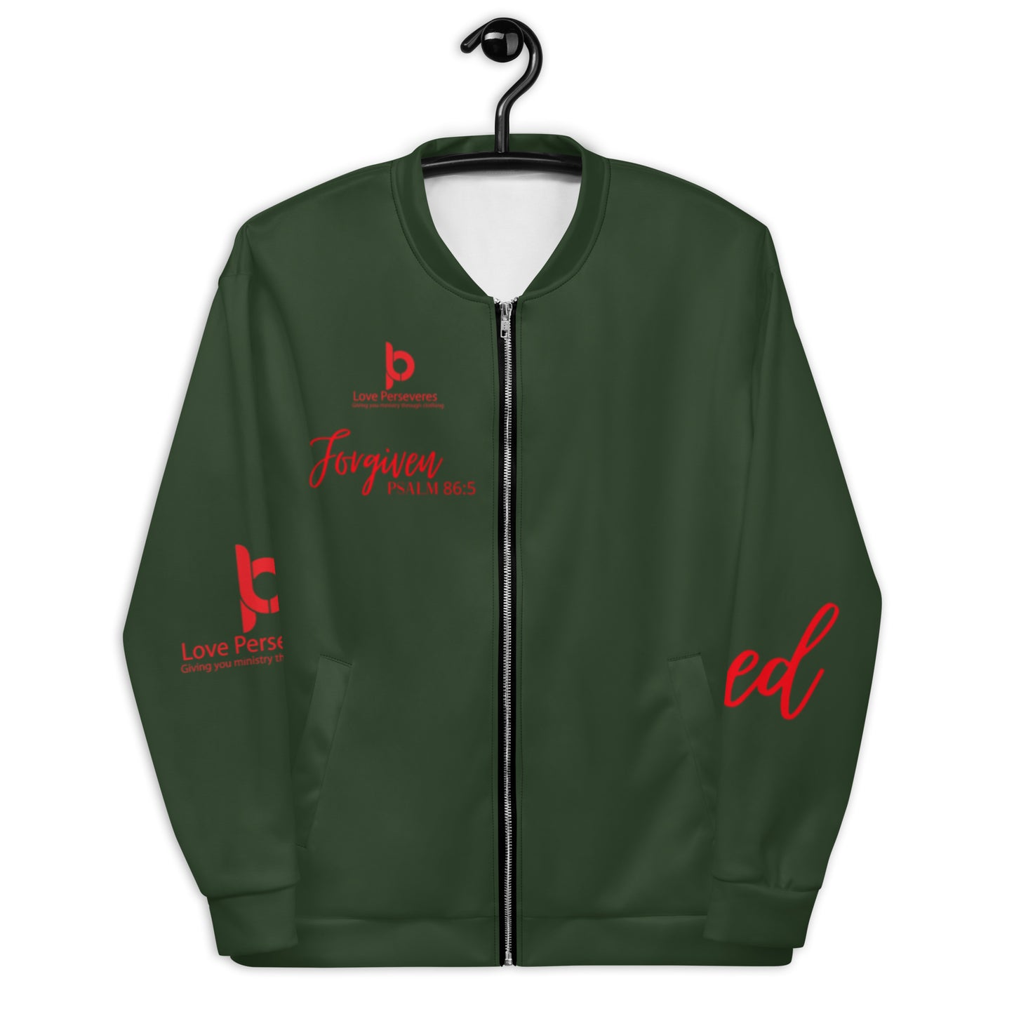 Forgiven Unisex Bomber Jacket Hunter Green