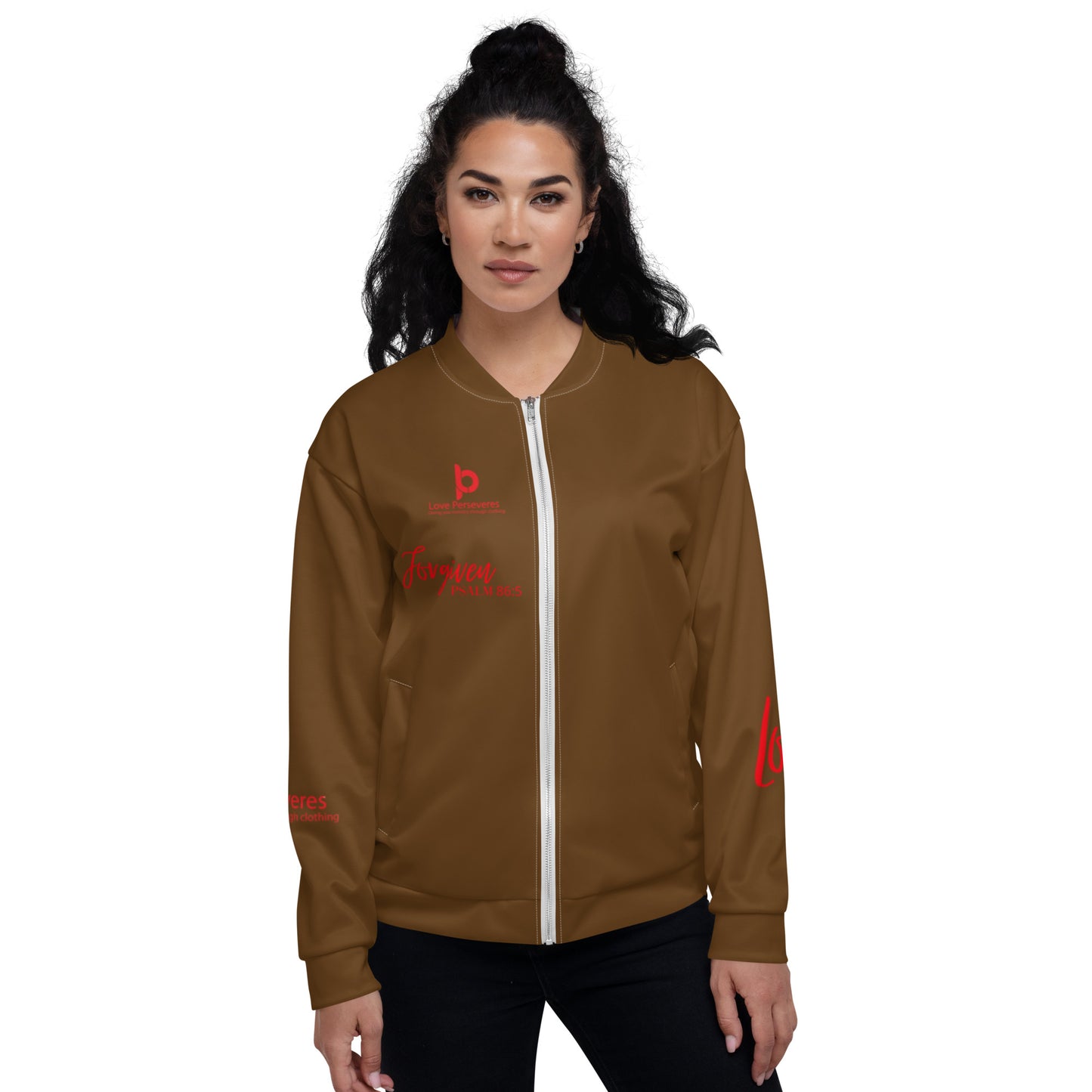 Forgiven Unisex Bomber Jacket Brown