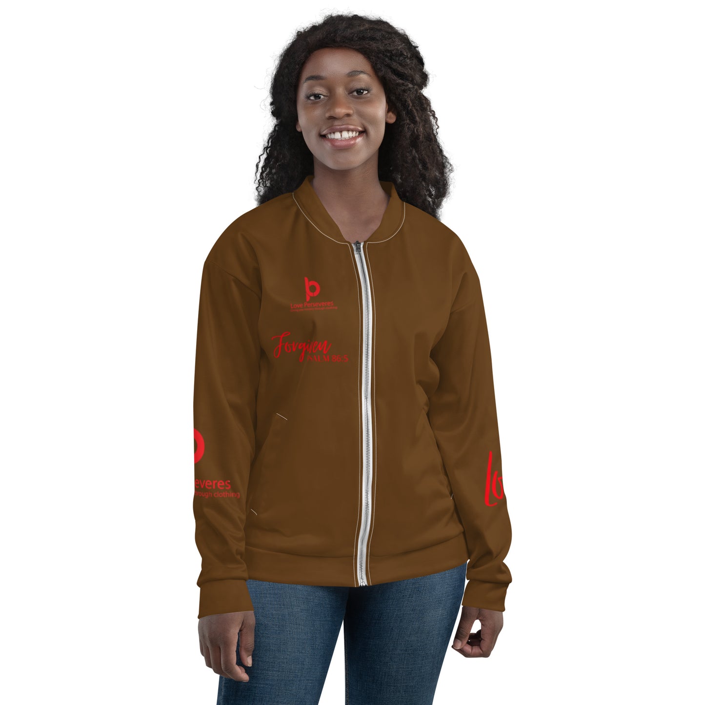 Forgiven Unisex Bomber Jacket Brown