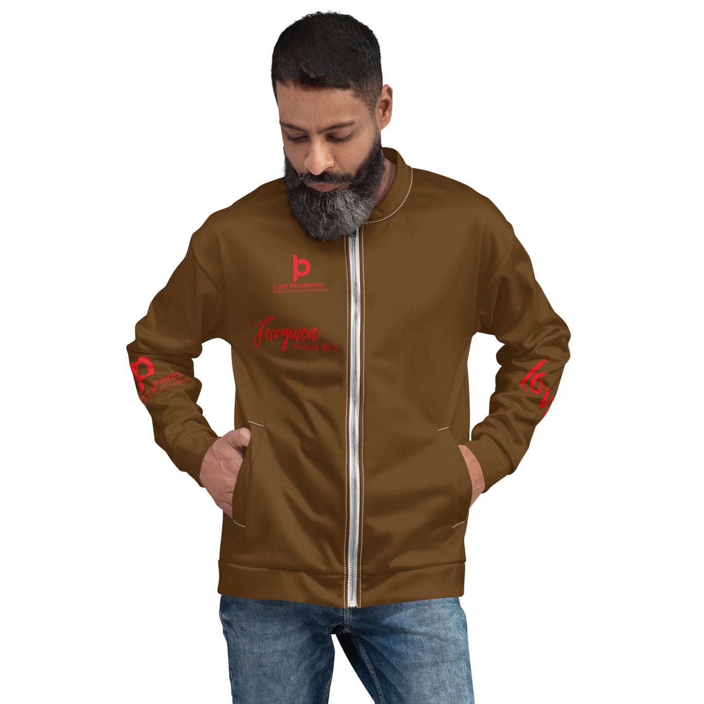 Forgiven Unisex Bomber Jacket Brown