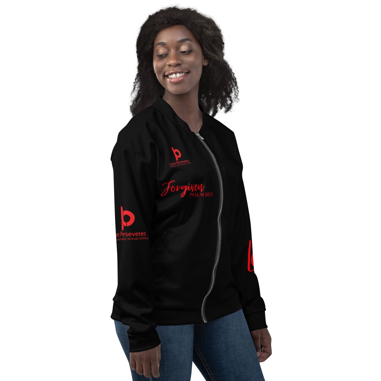 Forgiven Unisex Bomber Jacket Black