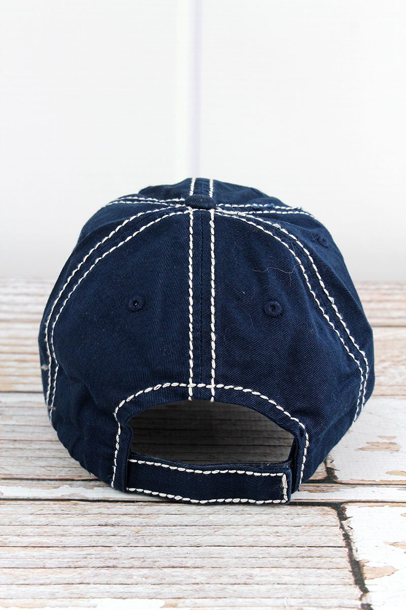DISTRESSED NAVY 'IMMA PRAY FOR YOU' CAP