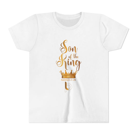Youth Tee – "Son of the King" Gold Crown Christian Shirt (Galatians 3:26)