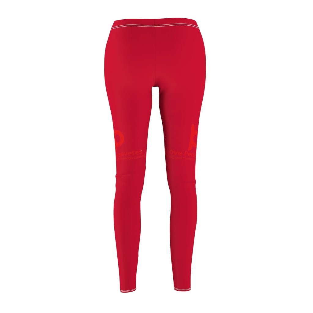 Women's Cut & Sew Casual Leggings Red