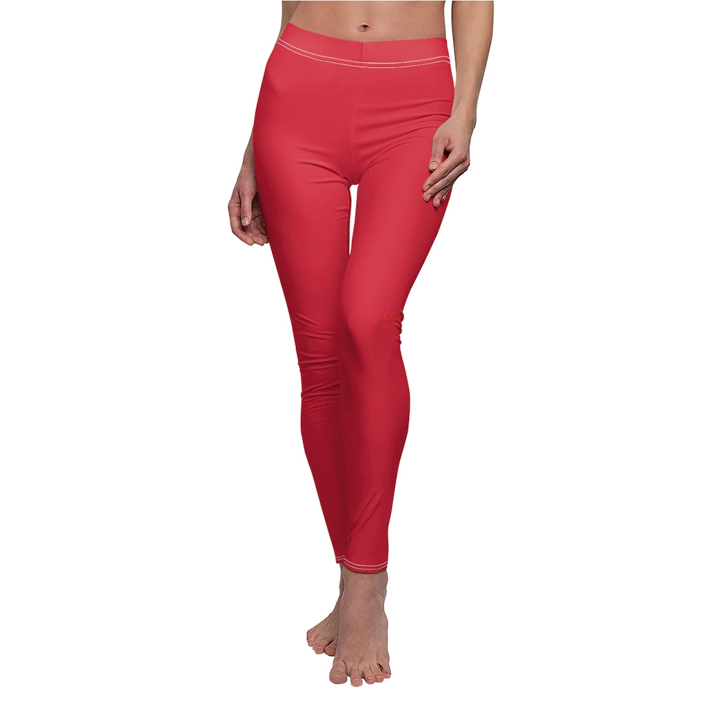 Women's Cut & Sew Casual Leggings Red