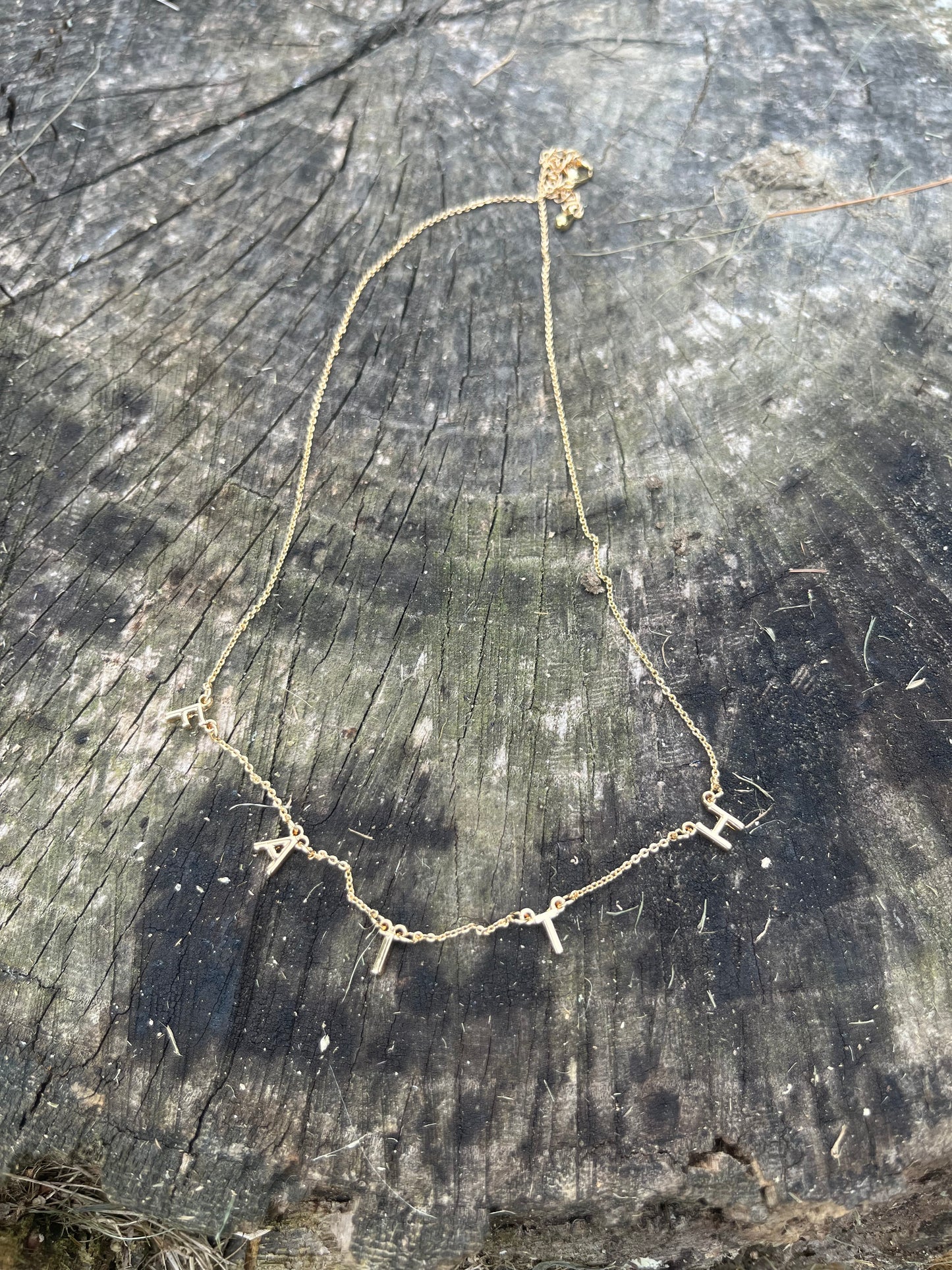 'FAITH' GOLDTONE LETTER STATION NECKLACE