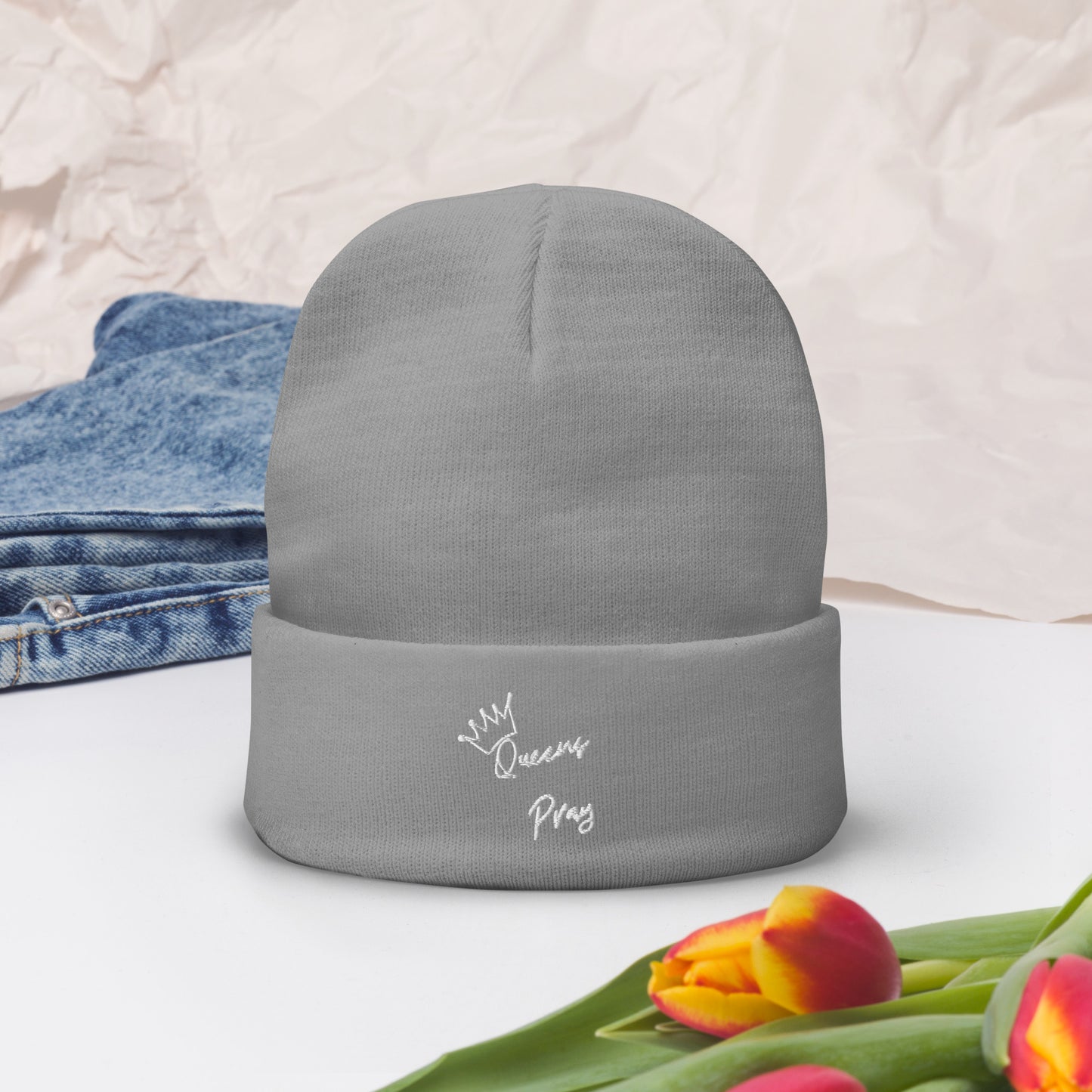 Queen's Pray Embroidered Beanie