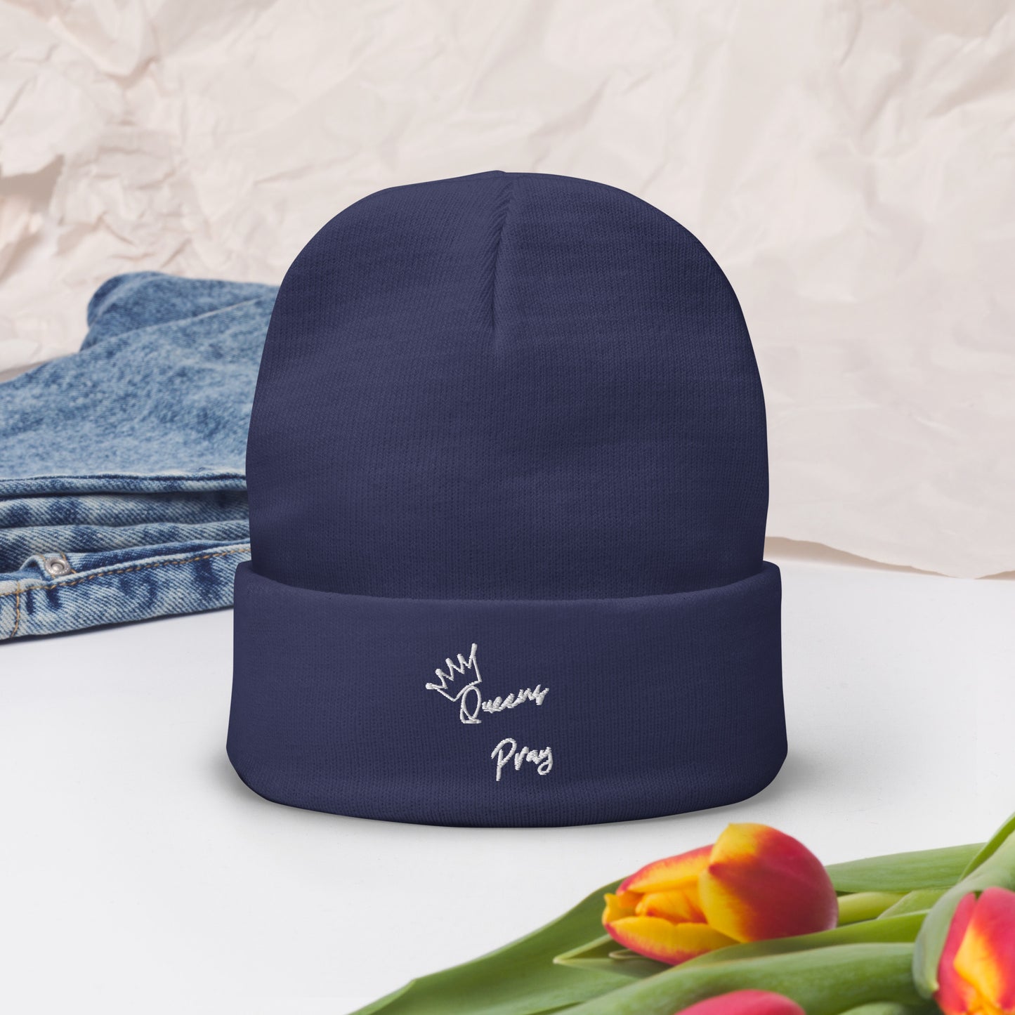 Queen's Pray Embroidered Beanie