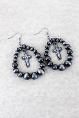 Silver Cross Hoops